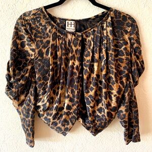 Haute Hippie Leopard Print Blouse Size M Cropped Top Animal Print Sexy Feminine